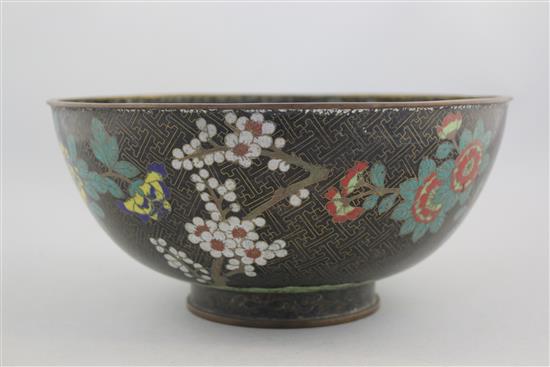 A Chinese cloisonne enamel bowl, late 19th century, 26.5cm